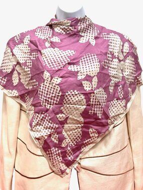 Vintage Pierre Cardin Paris  100% silk satin scarf 23" lavender silver  dot(70